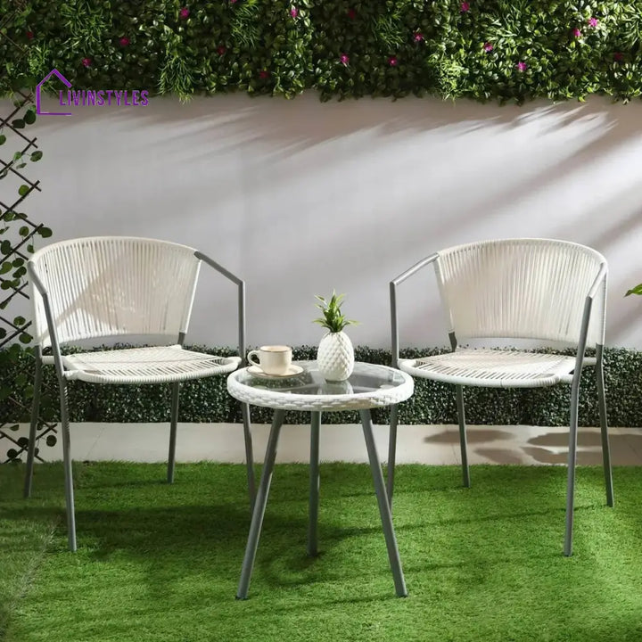 Celestia 3-Piece Outdoor White Rope Patio Set - Patio Set