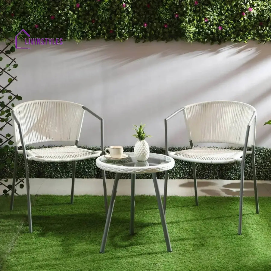 Celestia 3-Piece Outdoor White Rope Patio Set - Patio Set