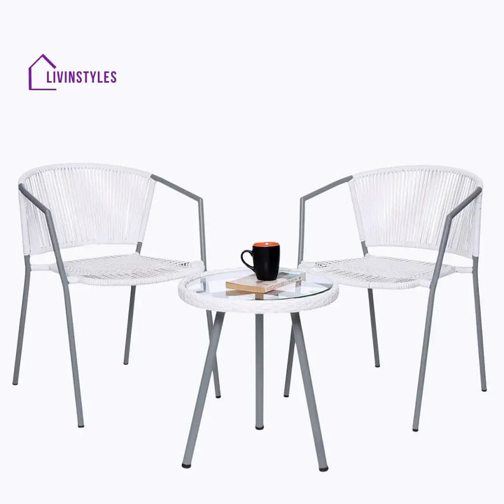 Celestia 3-Piece Outdoor White Rope Patio Set - Patio Set