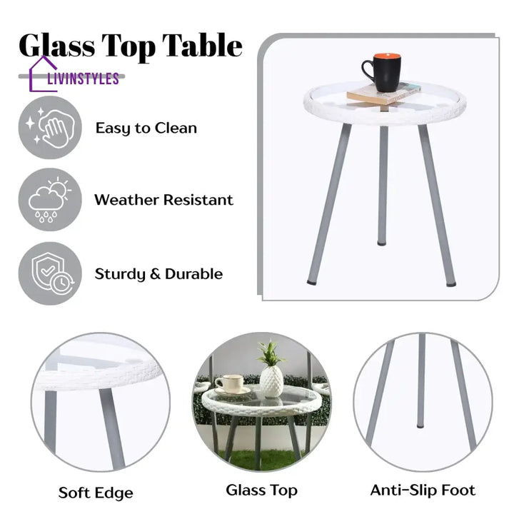 Celestia 3-Piece Outdoor White Rope Patio Set - Patio Set
