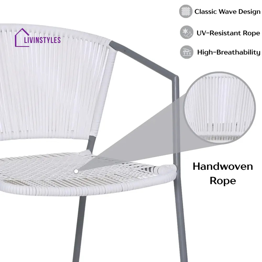 Celestia 3-Piece Outdoor White Rope Patio Set - Patio Set