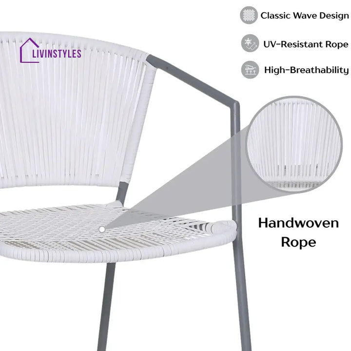 Celestia 3-Piece Outdoor White Rope Patio Set - Patio Set