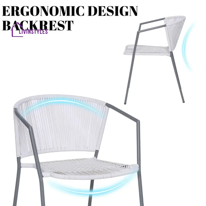 Celestia 3-Piece Outdoor White Rope Patio Set - Patio Set