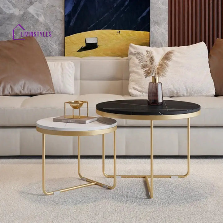Celestia Marble And Metal Coffee Table Set Tables
