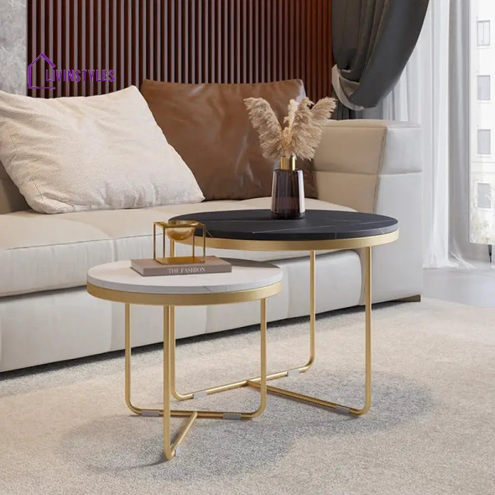 Celestia Marble And Metal Coffee Table Set Tables
