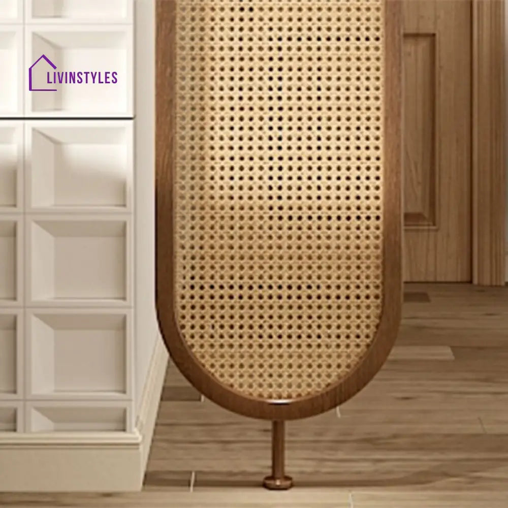 Celestia Wooden and Cane Weaving Room Partition for Living Room