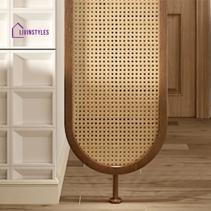Celestia Wooden and Cane Weaving Room Partition for Living Room