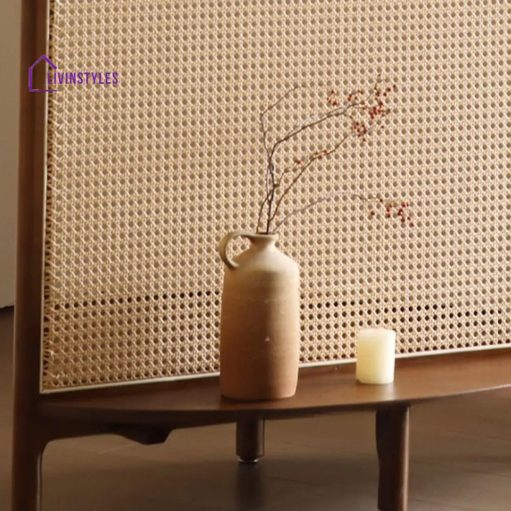 Celestia Wooden and Cane Weaving Room Partition for Living Room