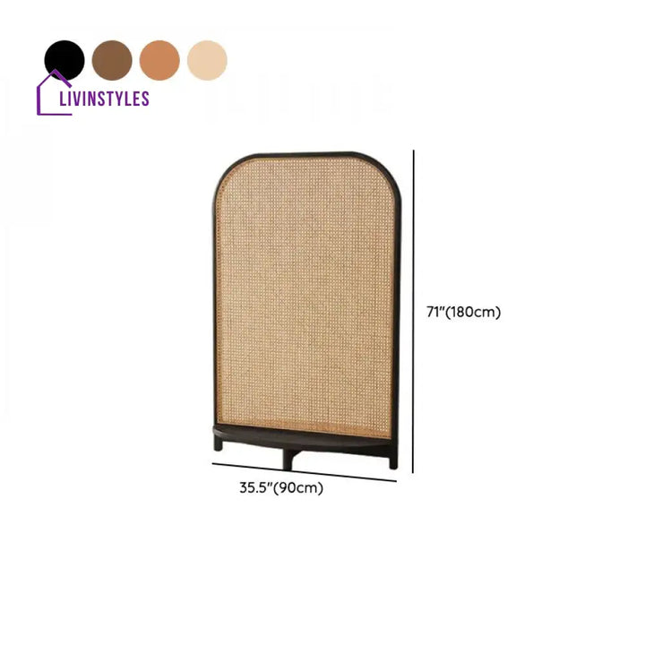 Celestia Wooden and Cane Weaving Room Partition for Living Room