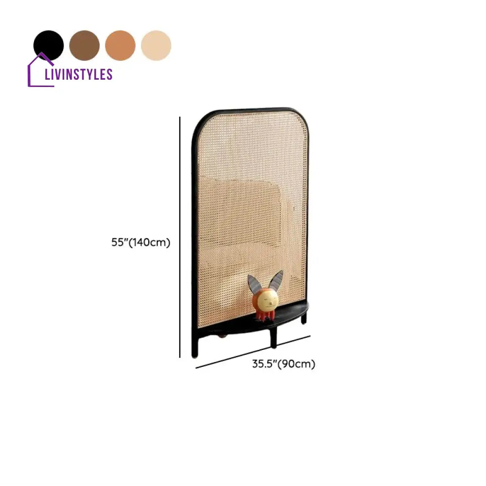 Celestia Wooden and Cane Weaving Room Partition for Living Room