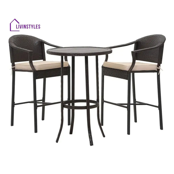 Celestina Outdoor Rattan Wicker Bar Set with Round Table - Bar Set