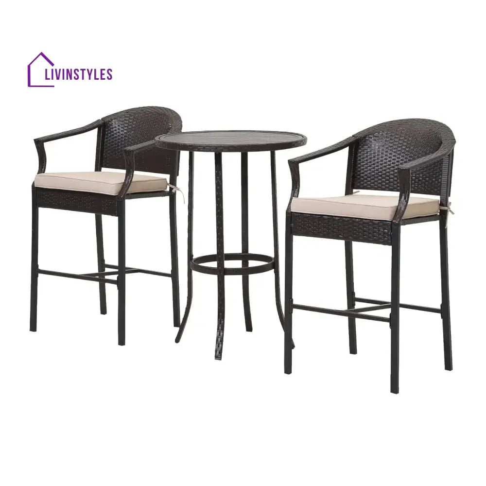 Celestina Outdoor Rattan Wicker Bar Set with Round Table - Bar Set