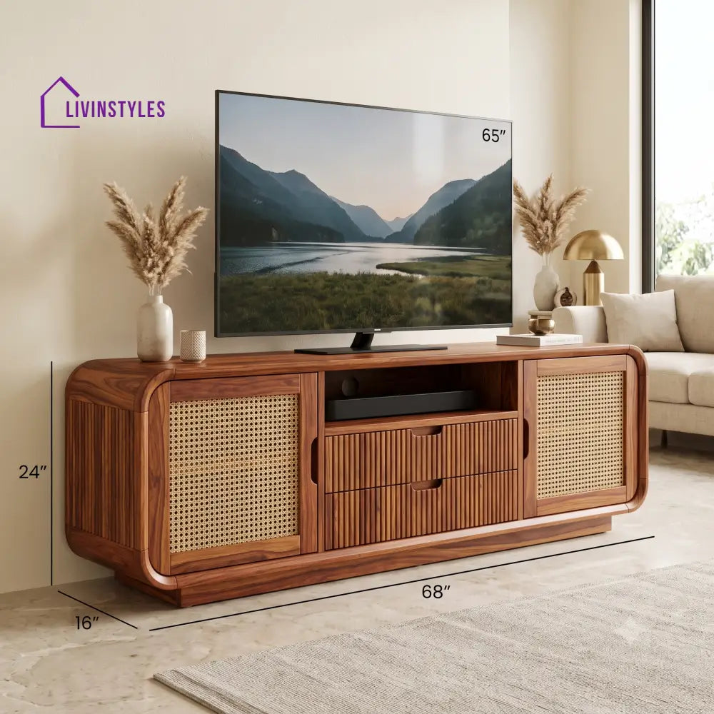 Celestine Solid Sheesham Wood Tv Unit for Living Room | Tv Cabinet | Tv Console Unit