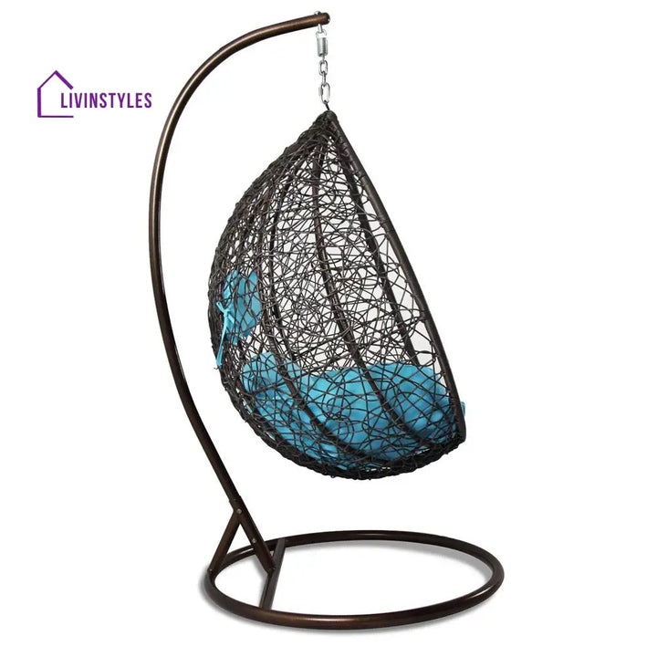Celestino Single Seater Hanging Swing With Stand For Balcony Garden Swing (Black) - Swings