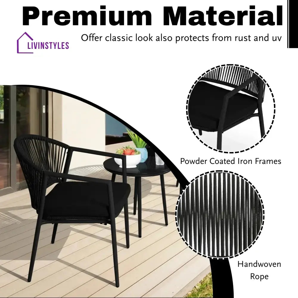 Celia 3 Piece Garden Outdoor Rope Patio Set - Patio Set