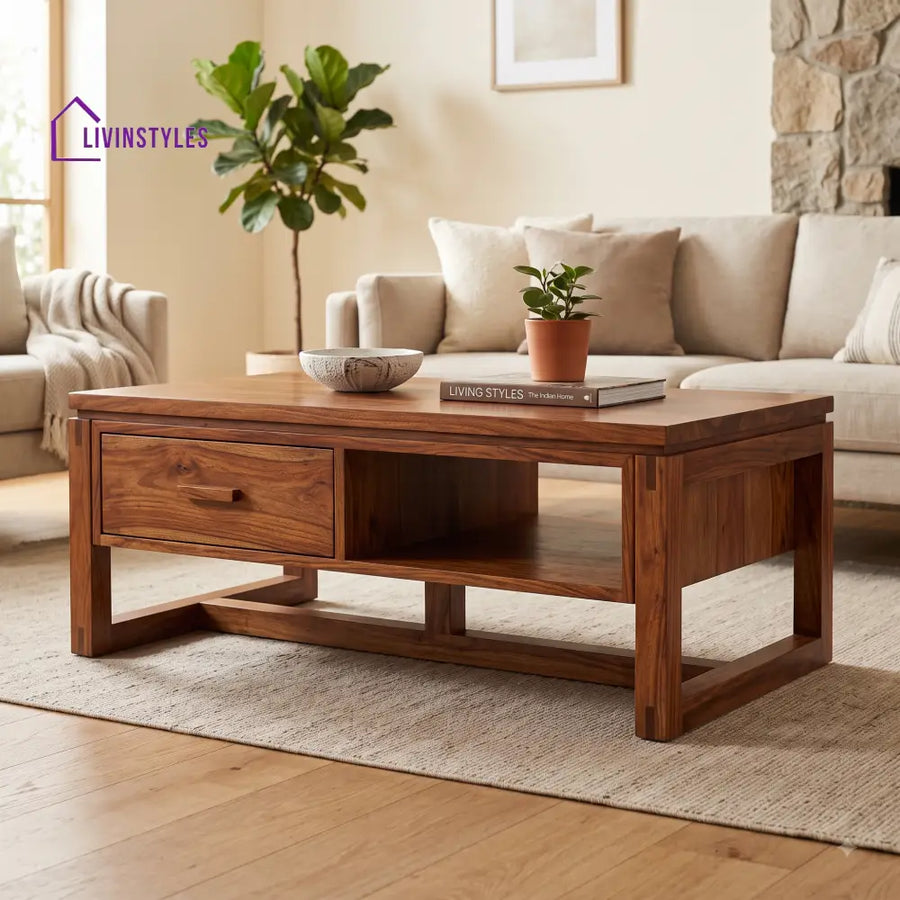 Célia Wooden Coffee Table for Living Room | Tea Table | Teapoy | Center table