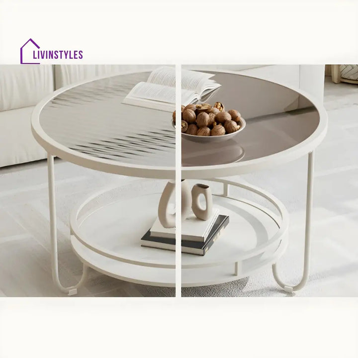 Celina Stainless Steel Frame and Fluted Glass Top Coffee Table for Living Room