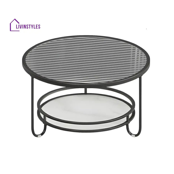 Celina Stainless Steel Frame and Fluted Glass Top Coffee Table for Living Room