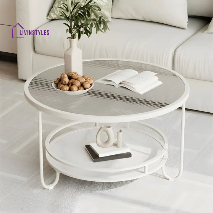 Celina Stainless Steel Frame and Fluted Glass Top Coffee Table for Living Room
