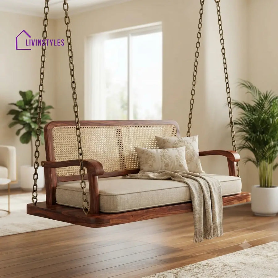 Céline 2 Seater Wooden Swing for Home | Wooden Jhula for home