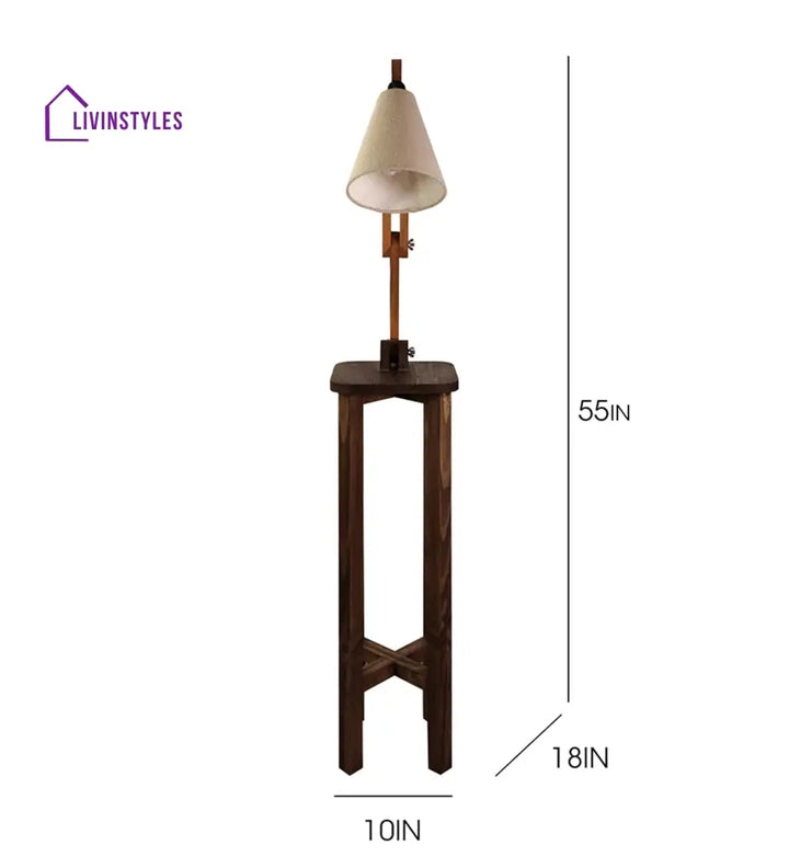 Centaur Wooden Floor Lamp With Beige Fabric Lampshade Lamps