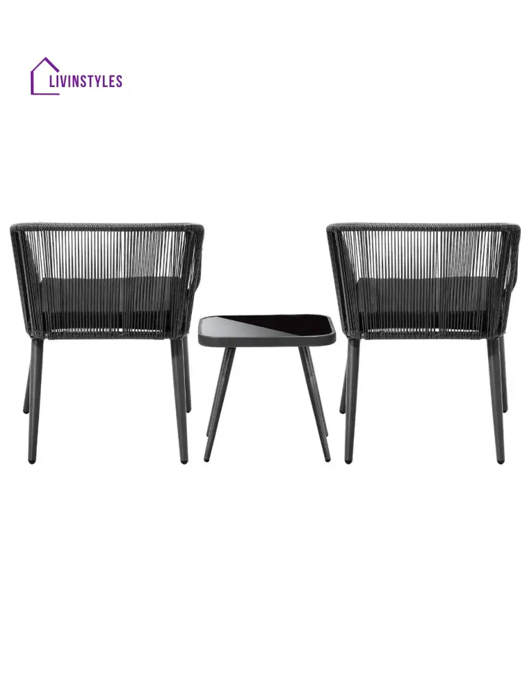 Centx Outdoor Patio Seating Set 2 Chairs and 1 Table Set (Black) - Coffee Table Sets