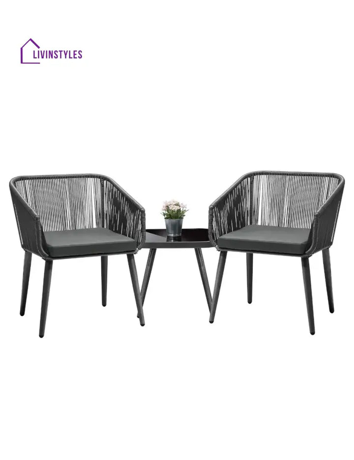 Centx Outdoor Patio Seating Set 2 Chairs and 1 Table Set (Black) - Coffee Table Sets