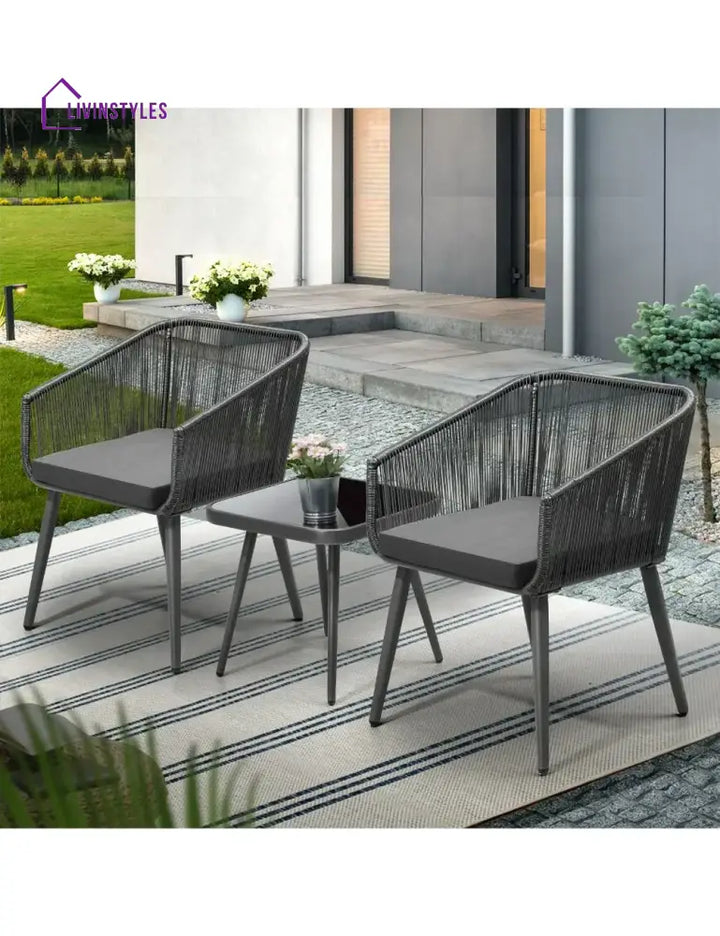 Centx Outdoor Patio Seating Set 2 Chairs and 1 Table Set (Black) - Coffee Table Sets