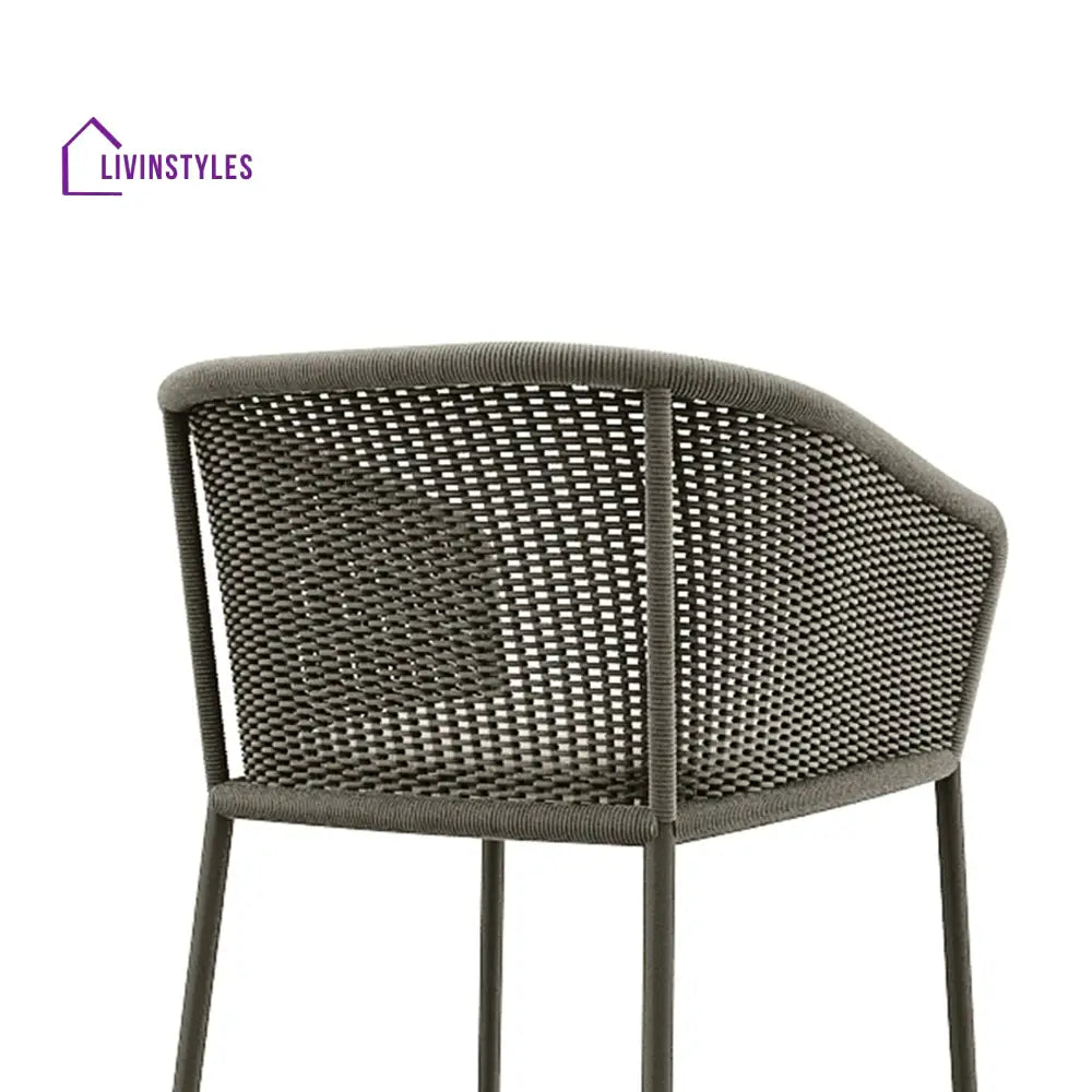 Cerci Outdoor Patio Bar Chair 2 Chairs For Balcony Braided & Rope (Grey) - Bar Sets