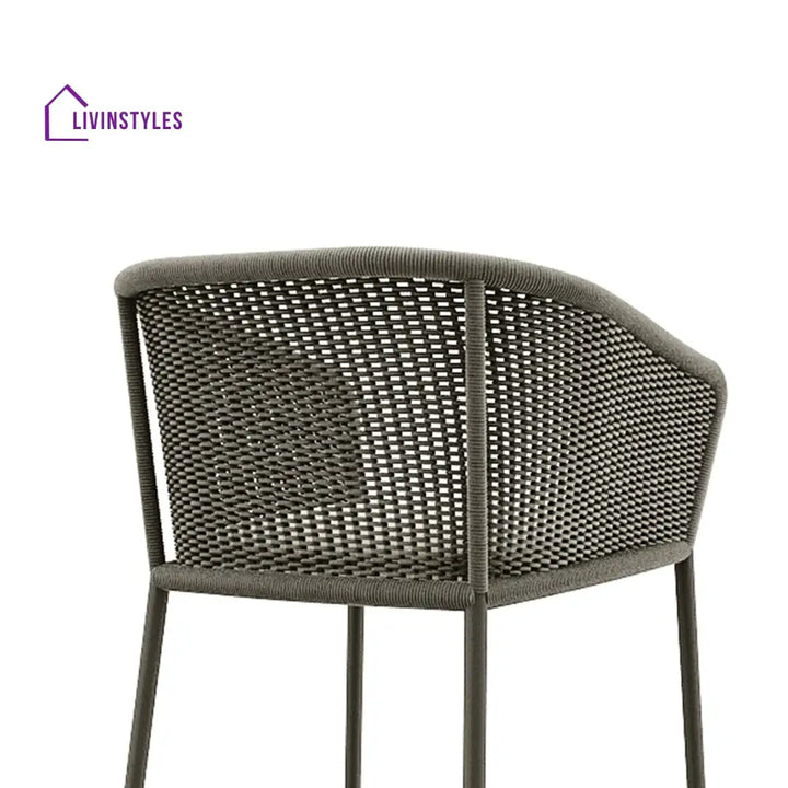 Cerci Outdoor Patio Bar Chair 2 Chairs For Balcony Braided & Rope (Grey) - Bar Sets