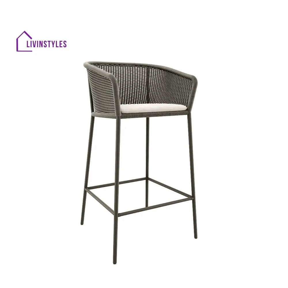 Cerci Outdoor Patio Bar Chair 2 Chairs For Balcony Braided & Rope (Grey) - Bar Sets