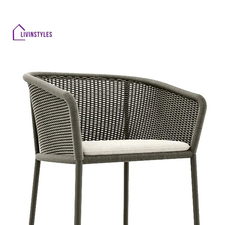 Cerci Outdoor Patio Bar Chair 2 Chairs For Balcony Braided & Rope (Grey) - Bar Sets