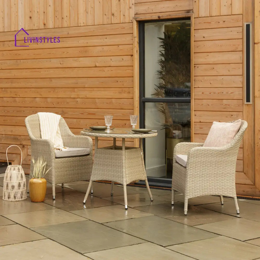 Cerci Outdoor Patio Seating Set 2 Chairs and 1 Table Set (Cream) - Coffee Table Sets