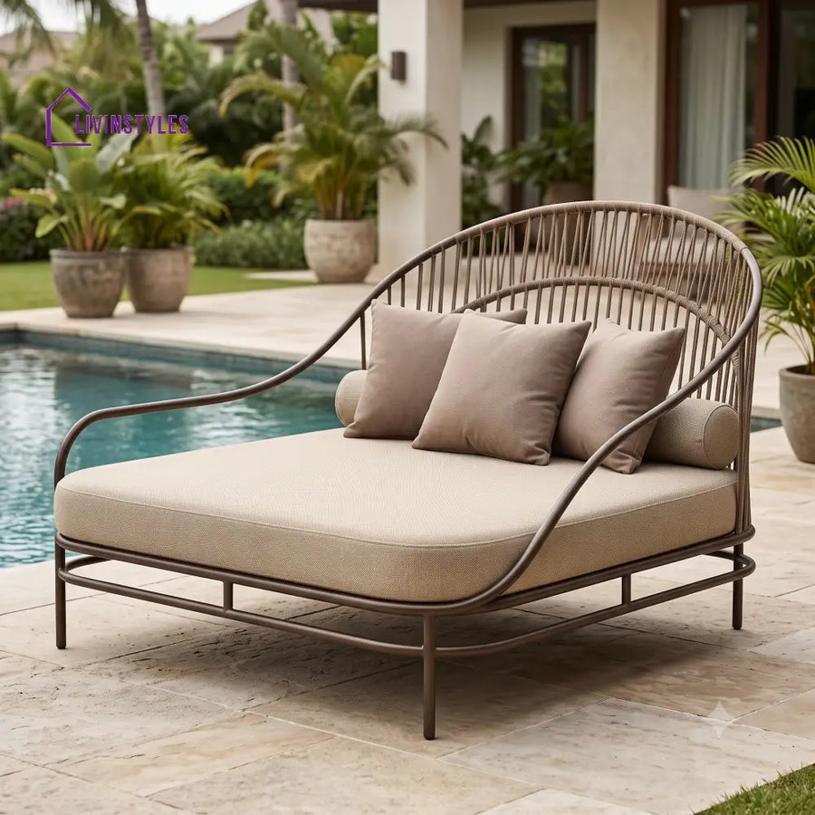 Cerise Premium Outdoor Day Bed in Metal Frame with Powder Coated & Rope