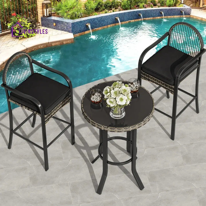 Chairio Outdoor Bar Sets 2 Chairs and 1 Table Patio Bar Set - Bar Sets