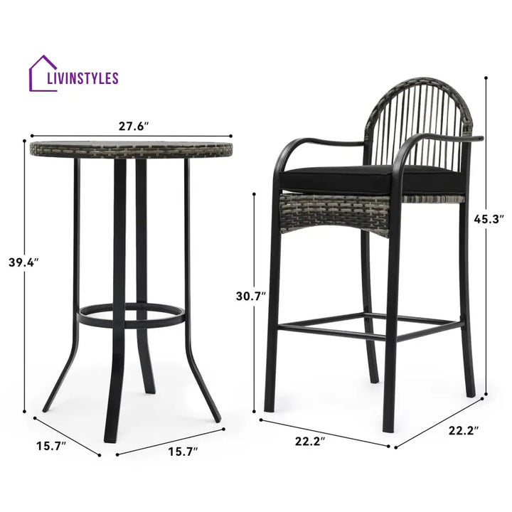 Chairio Outdoor Bar Sets 2 Chairs and 1 Table Patio Bar Set - Bar Sets