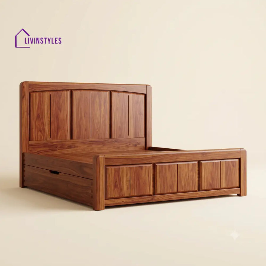 Chaitra Sheesham Wood Bed With Box Storage | Wooden Bed