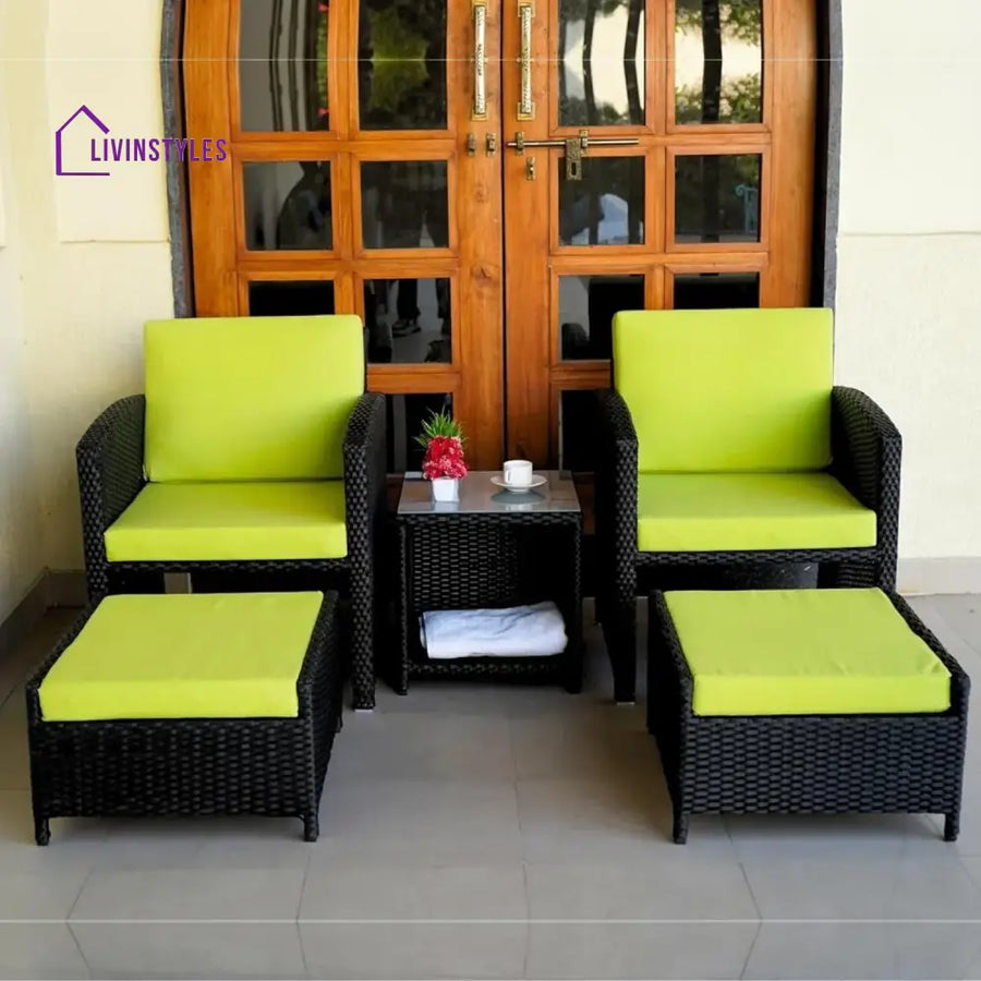 Chandni Outdoor 5 Piece Patio Wicker All Weather Sectional Furniture Set - Patio Sofa Set
