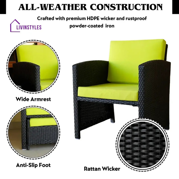 Chandni Outdoor 5 Piece Patio Wicker All Weather Sectional Furniture Set - Patio Sofa Set