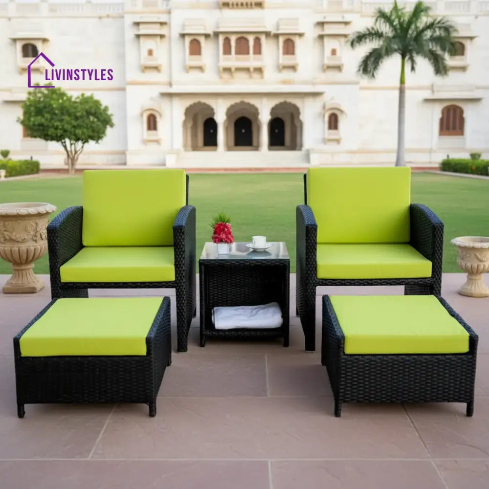 Chandni Outdoor 5 Piece Patio Wicker All Weather Sectional Furniture Set - Patio Sofa Set
