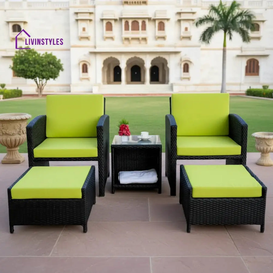 Chandni Outdoor 5 Piece Patio Wicker All Weather Sectional Furniture Set - Patio Sofa Set