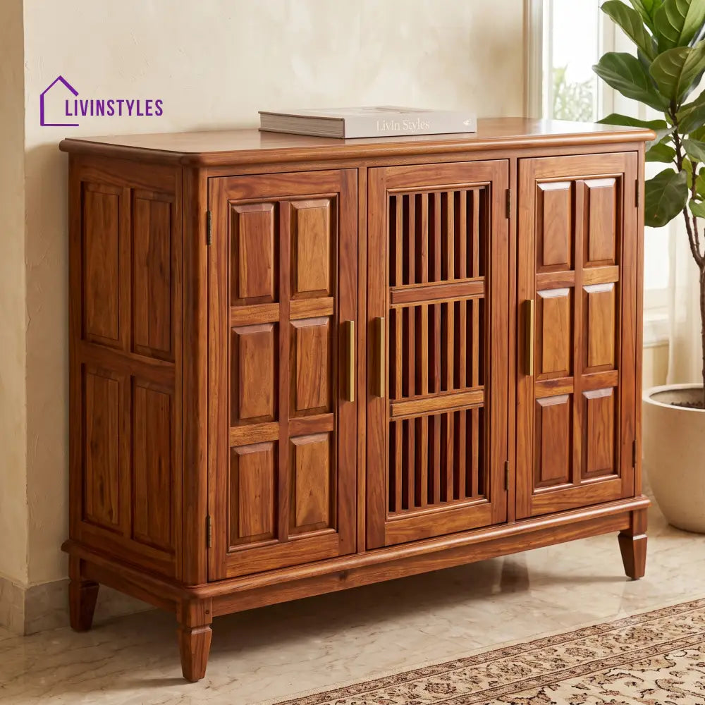 Chandrika Sheesham Wood Shoe Rack | Wooden Shoe Cabinet