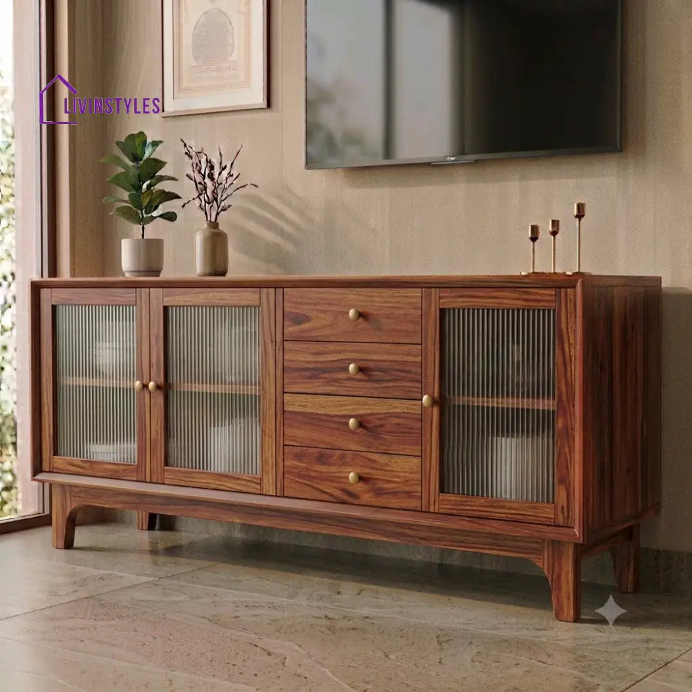Chandrika Solid Sheesham Wood TV Cabinet For Living Room With Storage