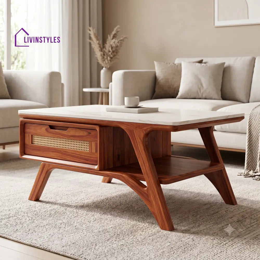 Charanya Premium Solid Wood Coffee Table for Living Room Online