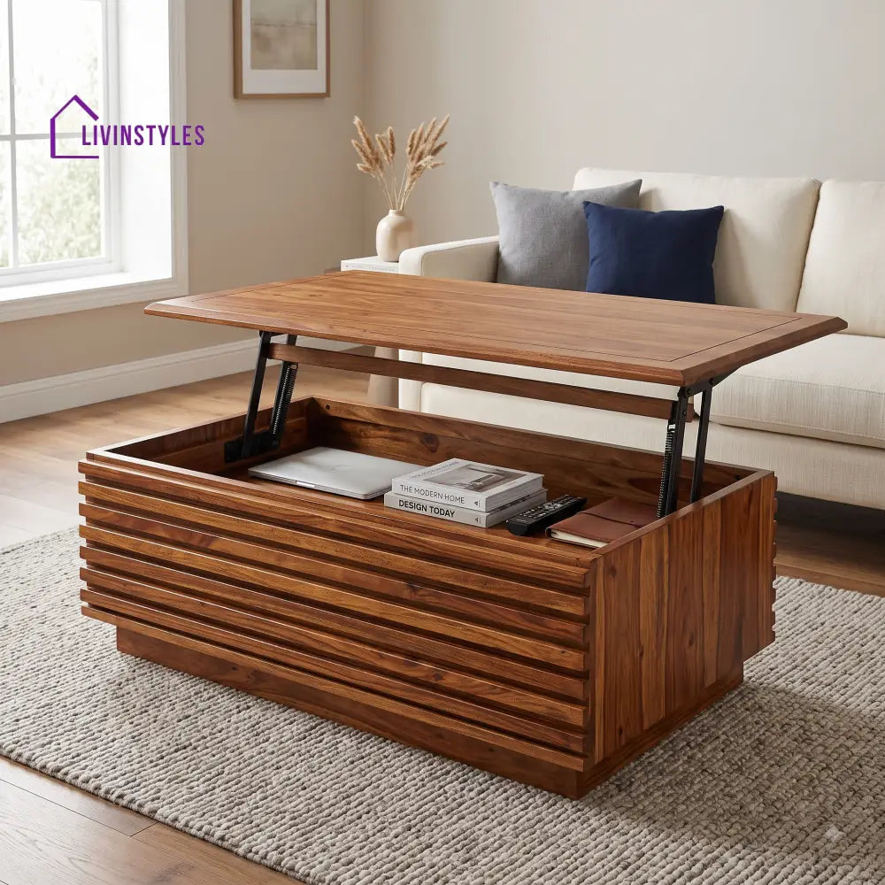 Charanya Sheesham Wood Lift Top Coffee Table for Living Room