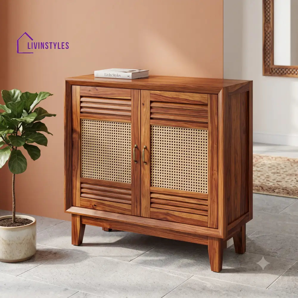 Charanya Sheesham Wood Shoe Rack | Wooden Shoe Cabinet
