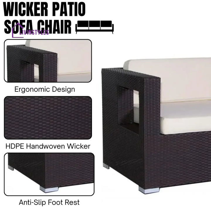 Charita 3-Seater Outdoor Rattan Wicker Patio Sofa - Sofa Set