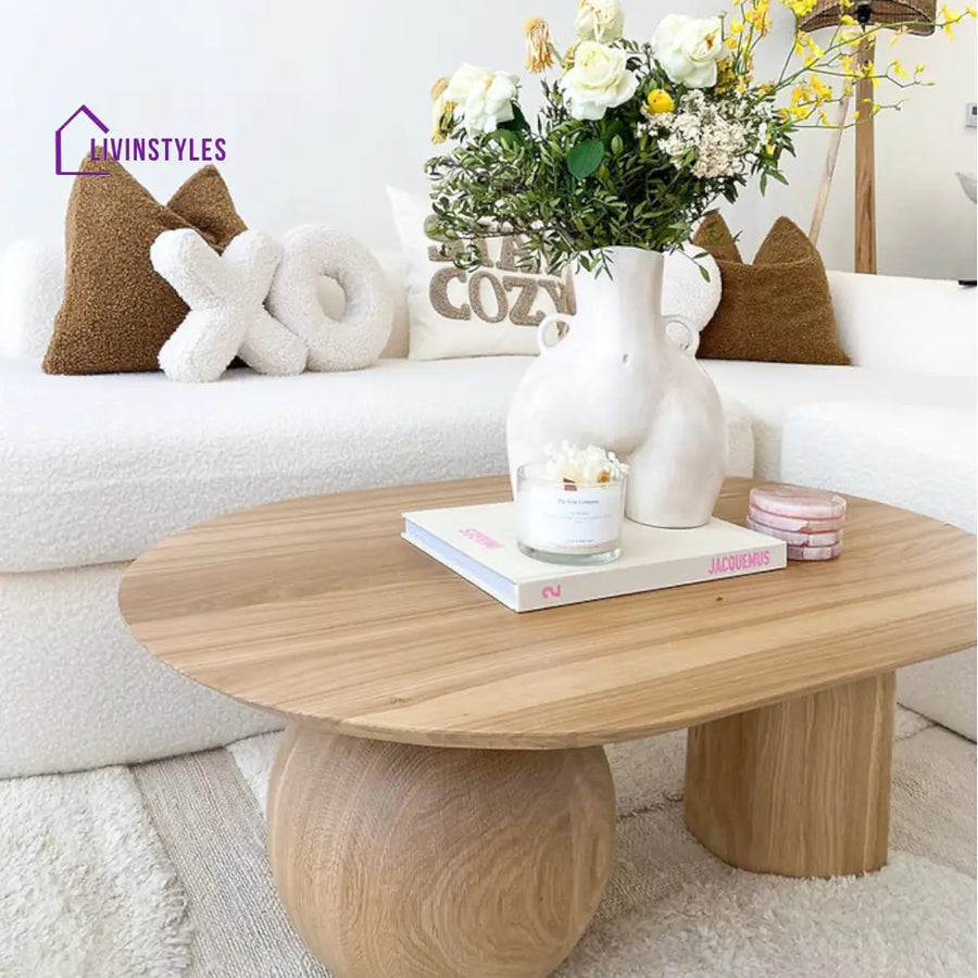 Charita Solid Oak Wood Coffee Table