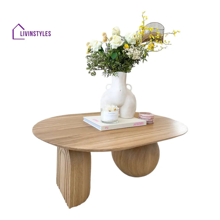 Charita Solid Oak Wood Coffee Table