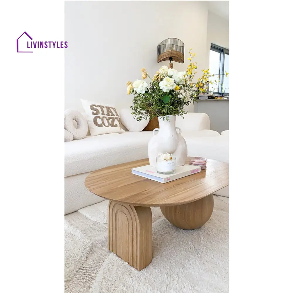 Charita Solid Oak Wood Coffee Table